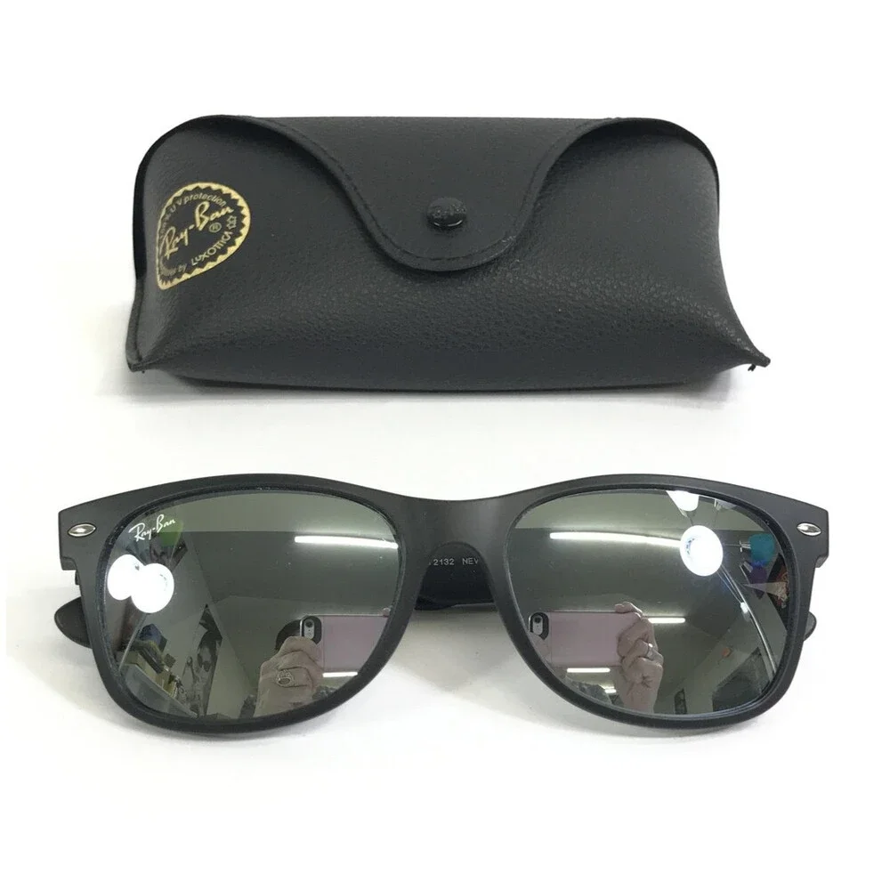 Ray-Ban Sunglasses RB2132 NEW WAYFARER 622/30 Matte Black w/ Silver Flash 55 mm